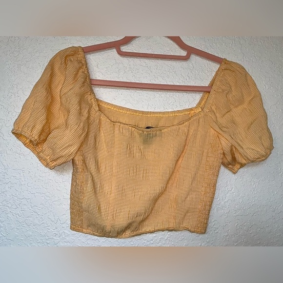 Forever 21 Yellow & White Textured Crop Top - Picture 7 of 9